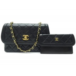 NEUF SAC A MAIN CHANEL DIANA CUIR MATELASSE NOIR 