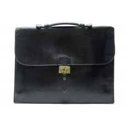 VINTAGE SAC A DEPECHES HERMES 1 SOUFFLET EN CUIR BOX NOIR BRIEFCASE BAG 5800€