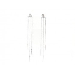 NEUF BOUCLES D'OREILLES OFEE BRINDILLES OR BLANC & DIAMANTS BOITE EARRINGS 1280€