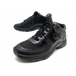 BASKET CHANEL CUIR NOIR T38 