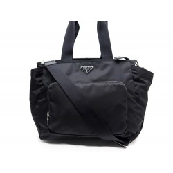 NEUF SAC A MAIN PRADA DE VOYAGE BANDOULIERE EN TOILE NYLON NOIR HAND BAG 1550€