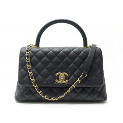 SAC A MAIN CHANEL COCO HANDLE CUIR MATELASSE CAVIAR NOIR 