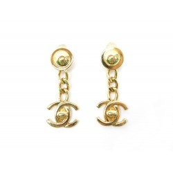 BOUCLES D OREILLE CHANEL METAL DORE 1 2 3