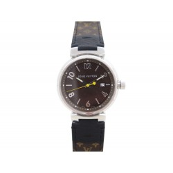 MONTRE LOUIS VUITTON TAMBOUR Q1111 QUARTZ 39 MM EN ACIER ET TOILE + BOITE 2490€