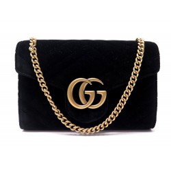 NEUF SAC A MAIN GUCCI WOC MARMONT MINI 474575 BANDOULIERE VELOURS NOIR BAG 1200€