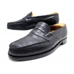 CHAUSSURES JM WESTON MOCASSINS 180 9.5 43.5 EN CUIR CROCODILE NOIR SHOES 3735€