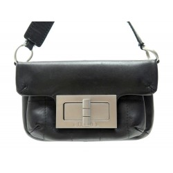 SAC A MAIN CHANEL POCHETTE FERMOIR MADEMOISELLE CUIR NOIR 