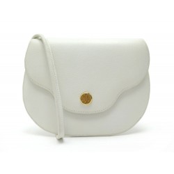 SAC POCHETTE HERMES BANDOULIERE EN CUIR BLANC DOUBLE H ENTRELACE CLUTCH HAND BAG