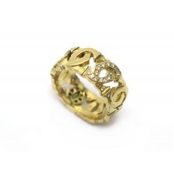 BAGUE CARTIER DOUBLE C ENTRELACES T52 OR JAUNE 18K 64 DIAMANTS 0.45 CT GOLD RING