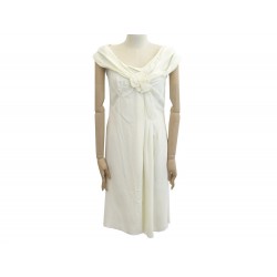 NEUF ROBE PRADA TAILLE 42 IT 38 M FR EN VISCOSE ECRU NEW DRESS 980€