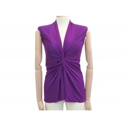 DEBARDEUR YVES SAINT LAURENT HAUT SANS MANCHE DRAPE T36 S EN VISCOSE VIOLET 890€