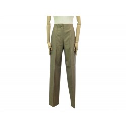 NEUF PANTALON YVES SAINT LAURENT TAILLE HAUTE 216063 T38 M LAINE SOIE BEIGE 690€