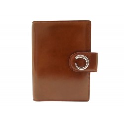 PORTE AGENDA CARTIER PANTHERE CUIR VERNI MARRON 