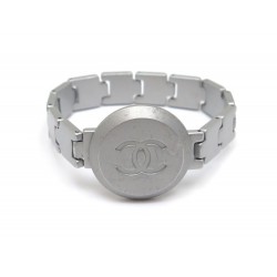 BRACELET CHANEL LOGO CC 1999 TAILLE 17 EN METAL ARGENTE 23.5GR SILVER JEWEL 590€