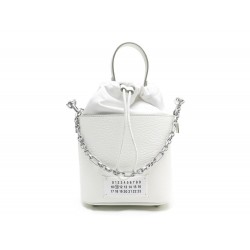 NEUF SAC A MAIN MAISON MARGIELA SEAU CUIR GRAINE BLANC BANDOULIERE HAND BAG 920€