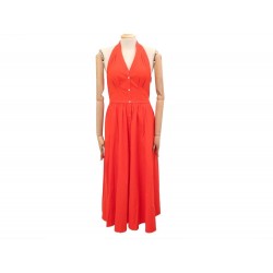 NEUF ROBE MICHAEL KORS HALTER DOS NU 486AKG028A T36 S COTON ORANGE DRESS 1400€