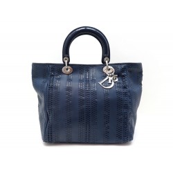 SAC A MAIN DIOR VERNIS TRESSE BLEU 