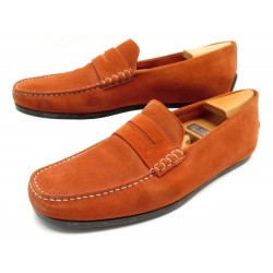 CHAUSSURES JM WESTON MOCASSINS DAIM ORANGE + EMBAUCHOIRS 