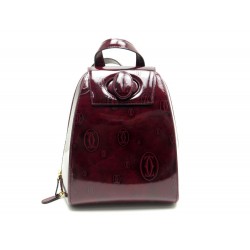 SAC A DOS CARTIER CUIR VERNIS BORDEAUX 