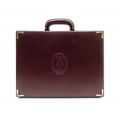 VINTAGE SAC MALETTE CARTIER A CODE CUIR BORDEAUX 