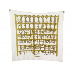 FOULARD HERMES SOIE MORS ET FILETS BLANC 