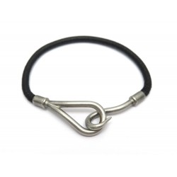 BRACELET HERMES JUMBO H066233FP89T2 T19 EN CUIR NOIR + BOITE LEATHER JEWEL 237€