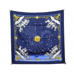 NEUF FOULARD HERMES 70 ANS AIR FRANCE EN SOIE BLEU + BOITE NEW BLUE SILK SCARF