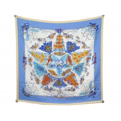 FOULARD HERMES PYTHAGORE PAR ZOE PAUWELS EN SOIE BLEU CARRE 90 SILK SCARF 375€