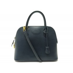 SAC A MAIN HERMES BOLIDE 33 BANDOULIERE CUIR COURCHEVEL BLEU MARINE PURSE 6250€