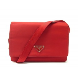 SAC POCHETTE PRADA B7266 TOILE ROUGE BANDOULIERE 