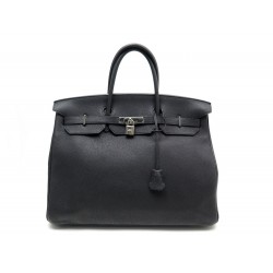 SAC A MAIN HERMES BIRKIN 40 CUIR TOGO NOIR & ATTRIBUTS PALLADIE BOITE HAND BAG