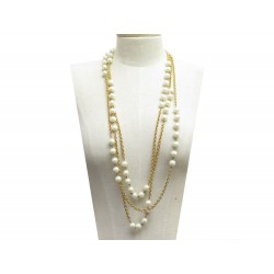 COLLIER SAUTOIR CHANEL PERLES METAL DORE 