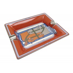 CENDRIER HERMES VIDE POCHE 2H QUADRIGE PORCELAINE ROUGE CORAIL ASHTRAY 475€