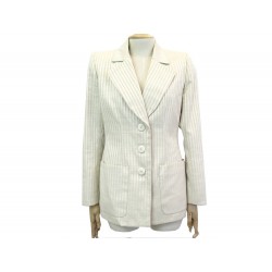 VESTE YVES SAINT LAURENT RIVE GAUCHE TAILLE 38 M COTON LAINE BEIGE JACKET 1890€