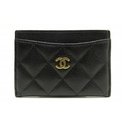 NEUF PORTE CARTES CHANEL CLASSIQUE AP0213 EN CUIR CAVIAR NOIR + BOITE 350€