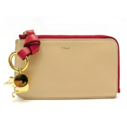 NEUF PORTE CARTES CHLOE PORTE MONNAIE EN CUIR BEIGE + BOITE CARDS HOLDER 235€