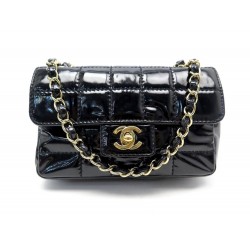 SAC A MAIN CHANEL TIMELESS MINI BANDOULIERE EN CUIR VERNIS NOIR HANDBAG 3350€