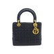 SAC A MAIN CHRISTIAN DIOR LADY DIOR 24 CM EN TOILE CANNAGE NOIR BAG PURSE 1900€