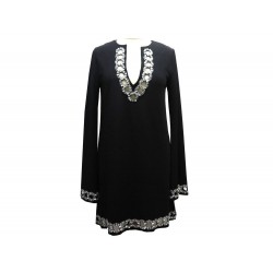 NEUF ROBE PHILIPP PLEIN COUTURE CRYSTAL BEACH T36 S EN SOIE NOIR ET STRASS 1840€