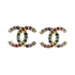 BOUCLE OREILLE CHANEL MULTICOLORES LOGO 