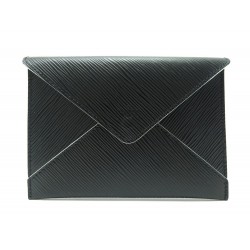 NEUF POCHETTE LOUIS VUITTON ENVELOPPE INVITATION DEFILE CUIR NOIR 