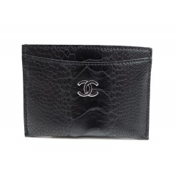 NEUF PORTE-CARTES CHANEL EN CUIR FACON CROCO NOIR BLACK LEATHER CARD HOLDER 290€