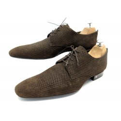 CHAUSSURES LOUIS VUITTON TELEGRAPH DAIM DAMIER 9.5 43.5 DERBY MARRON SHOES 670€