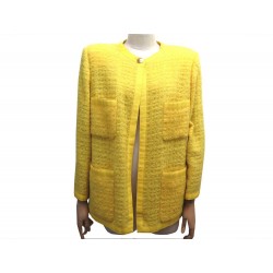 VESTE DE TAILLEUR CHANEL TAILLE 42 L EN TWEED JAUNE YELLOW WOOL JACKET 4200€