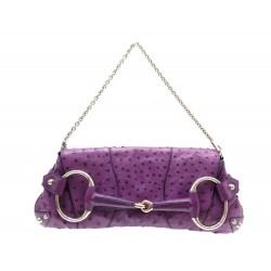 SAC A MAIN GUCCI HORSEBIT 131471 EN CUIR AUTRUCHE VIOLET PURPLE LEATHER HAND BAG