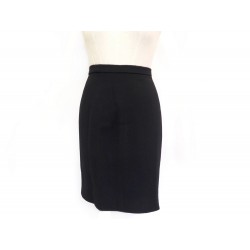 NEUF JUPE CHANEL P01453 BOUTONS LOGO CC T38 M EN LAINE & SOIE NOIR SKIRT 1000€