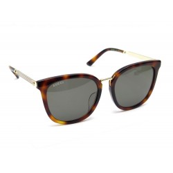 NEUF LUNETTES DE SOLEIL GUCCI GG0079SK EN METAL DORE ET PLASTIQUE MARRON 395€