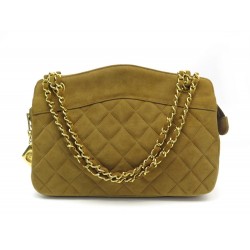 NEUF VINTAGE SAC A MAIN CHANEL BANDOULIERE EN DAIM MATELASSE CAMEL HANDBAG 3000€