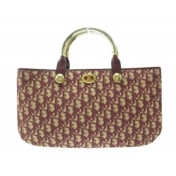 VINTAGE SAC A MAIN CHRISTIAN DIOR TOILE JACQUARD OBLIQUE BORDEAUX HAND BAG 1500€