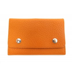 NEUF PORTE CARTE HERMES CLOU DE SELLE CUIR CHEVRE MYSORE ORANGE CARD HOLDER 308€